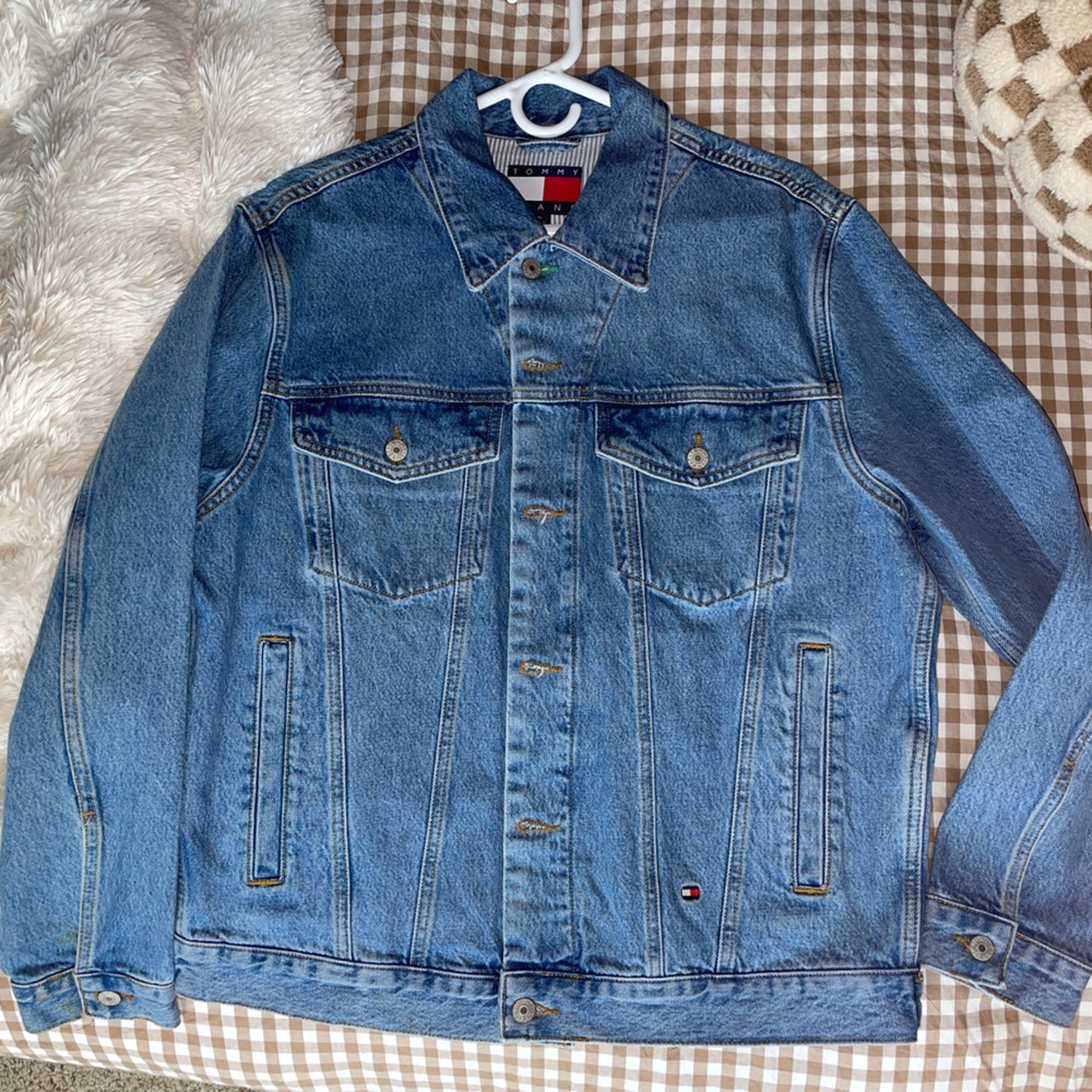 Tommy Jeans Sailing Gear Denim Trucker Jacket Embroidered Flag Size M